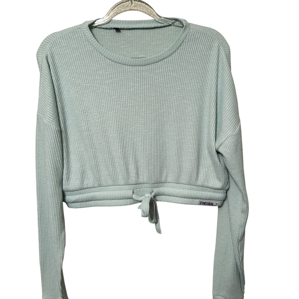 Gymshark Ribbed Cropped Long Sleeve Top Drawstring‎ Hem (See Measurements)